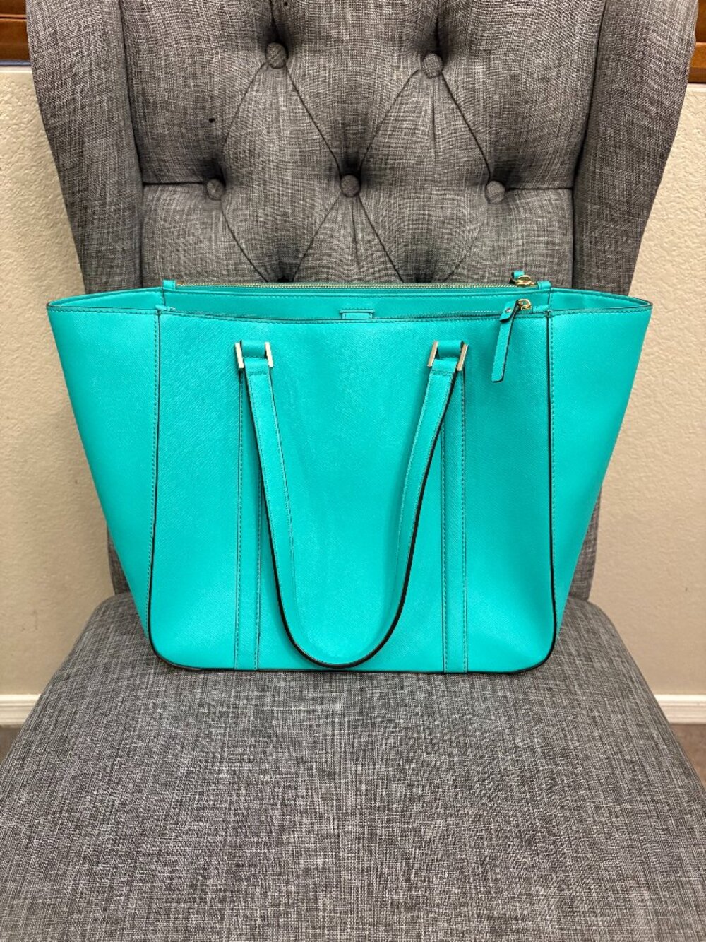 Kate Spade New York Newbury Lane Cadene Satchel Tote Turquoise - Picture 2 of 4